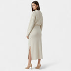 Women’s Wool A-Line Split Midi Skirt