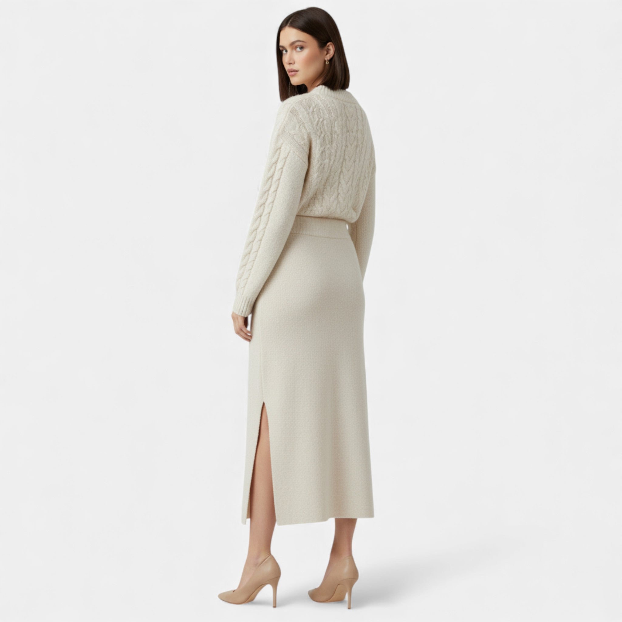 Women’s Wool A-Line Split Midi Skirt