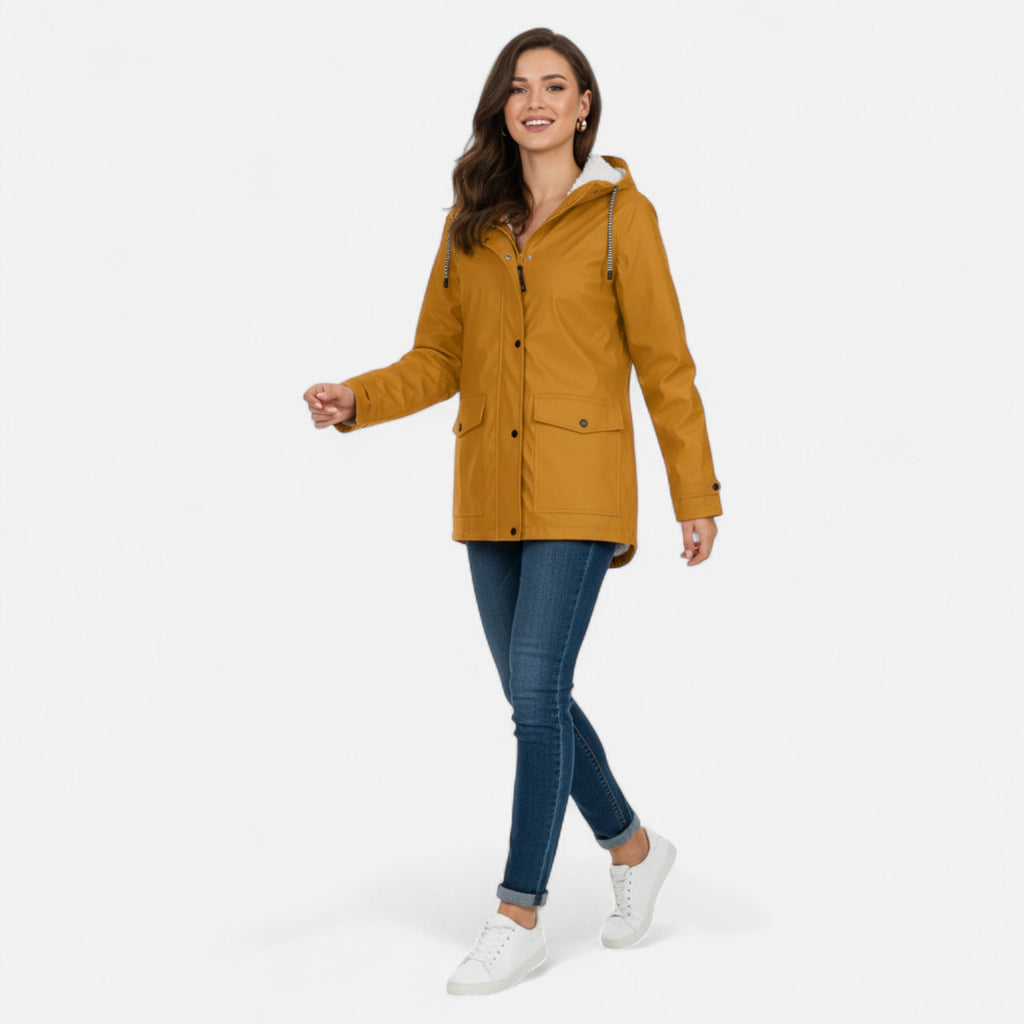 Women’s Hooded Ski Coat in Plush Velvet Windproof