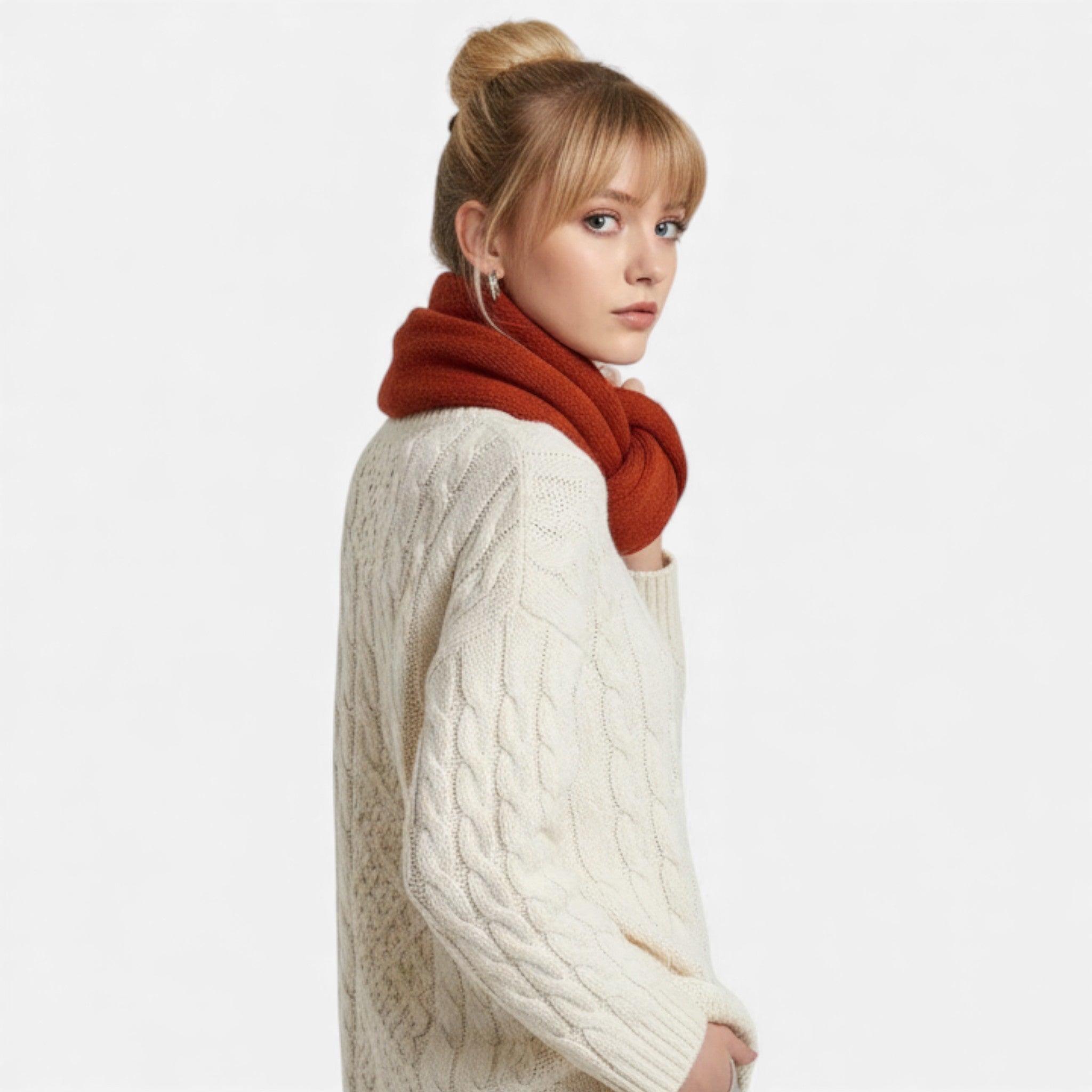 Women’s 100% Wool Scarf – Vintage Solid Colour Winter Wrap