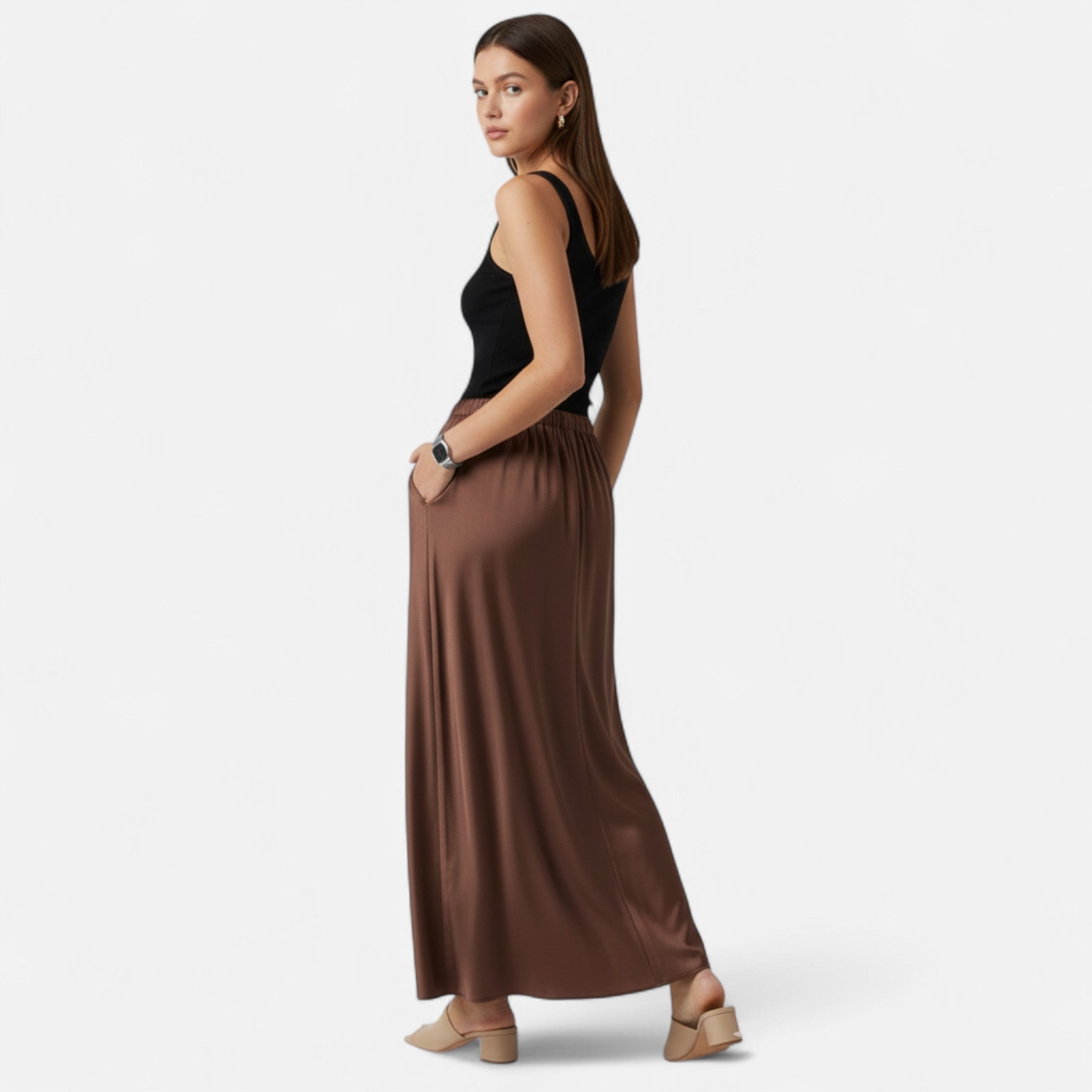 Women's Elegant High-Waist Satin Skirt