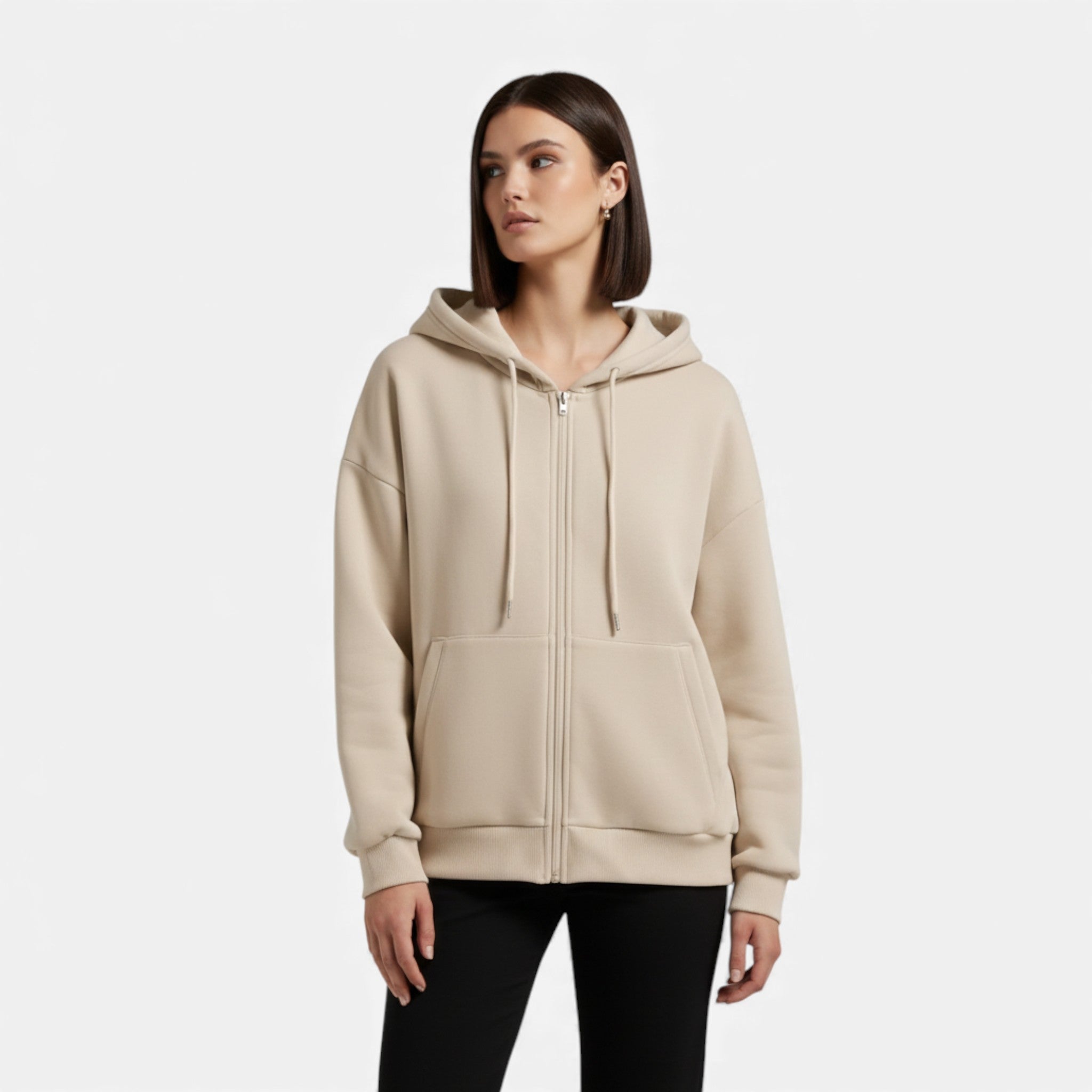 Women’s Zip-Up Knit Hoodie for Autumn/Winter
