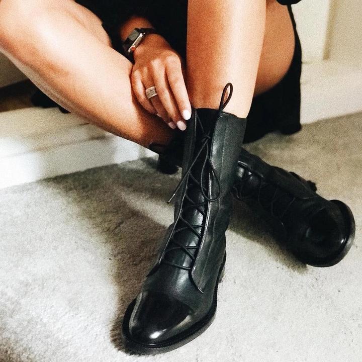 Sapphira Women's Lace-Up Block Heel Ankle Boots | Faux Leather Heeled Ankle Boots for Women | Smart Casual Everyday & Evening Footwear