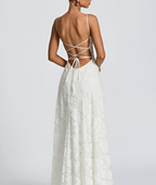Helia Women's Floral Burnout Velvet Maxi Dress | Spaghetti Strap Wedding Guest Gown | Evening & Occasion
