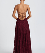 Helia Women's Floral Burnout Velvet Maxi Dress | Spaghetti Strap Wedding Guest Gown | Evening & Occasion