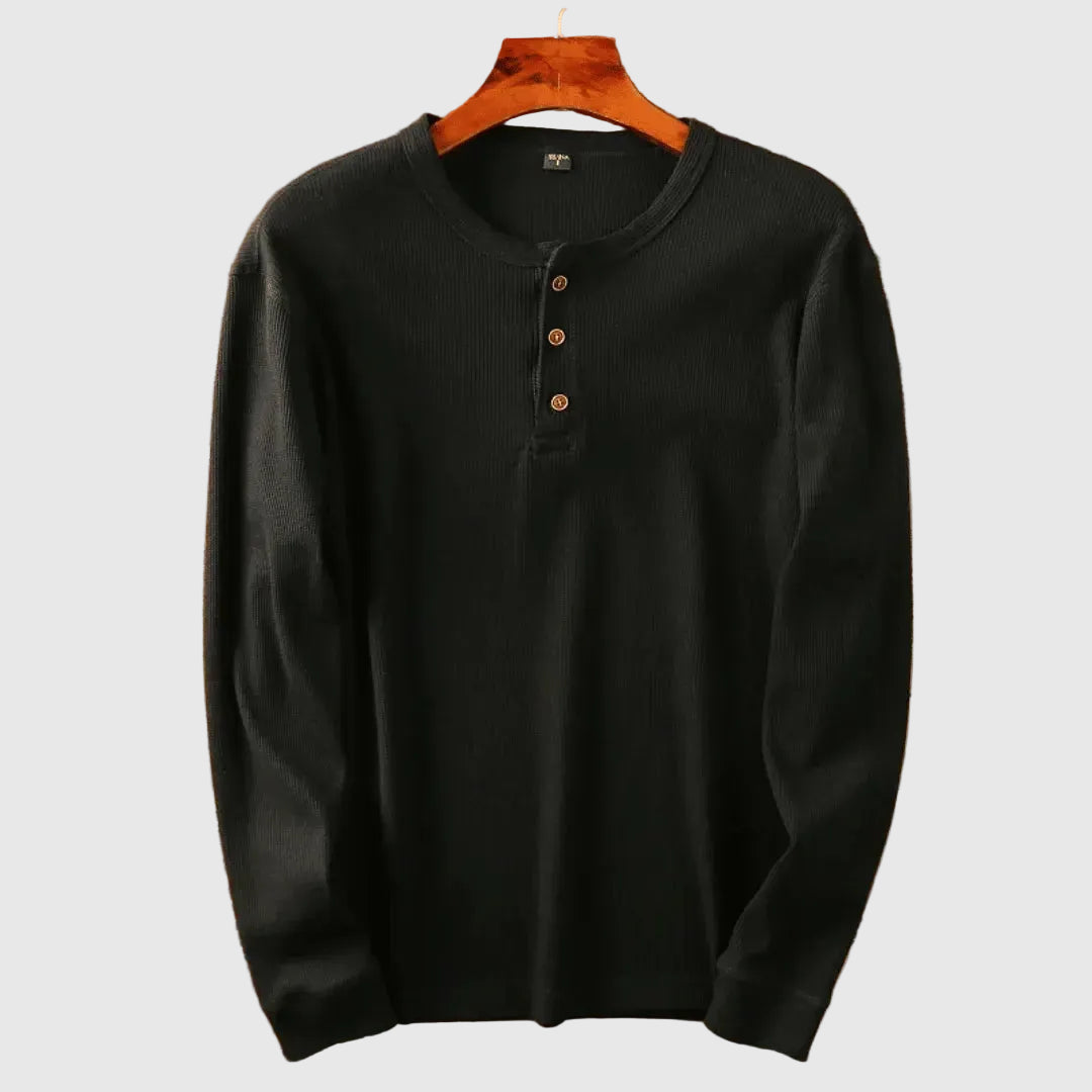 Heritage Men's Ultra-Soft Cotton Henley Shirt | Classic Long Sleeve Henley T-Shirt for Men | Casual Everyday Layering Essential