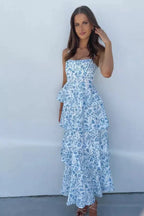 Denise Women's Floral Corset Tiered Maxi Dress | Wedding Guest Summer Dress | Occasion & Evening