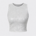 Vivara Women's Sequin Glitter Top | Round Neck Pailletten Going Out Top | Party & Evening Wear