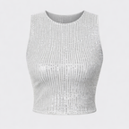 Vivara Women's Sequin Glitter Top | Round Neck Pailletten Going Out Top | Party & Evening Wear