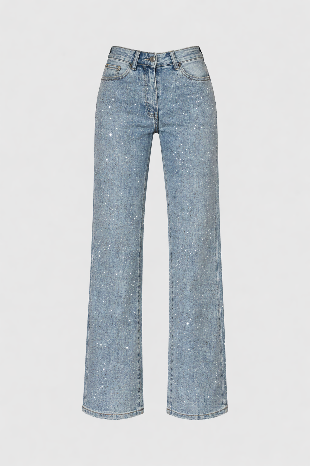 Sabine Women's Rhinestone Embellished Jeans | Crystal Straight Leg Going Out Denim | Party Wear