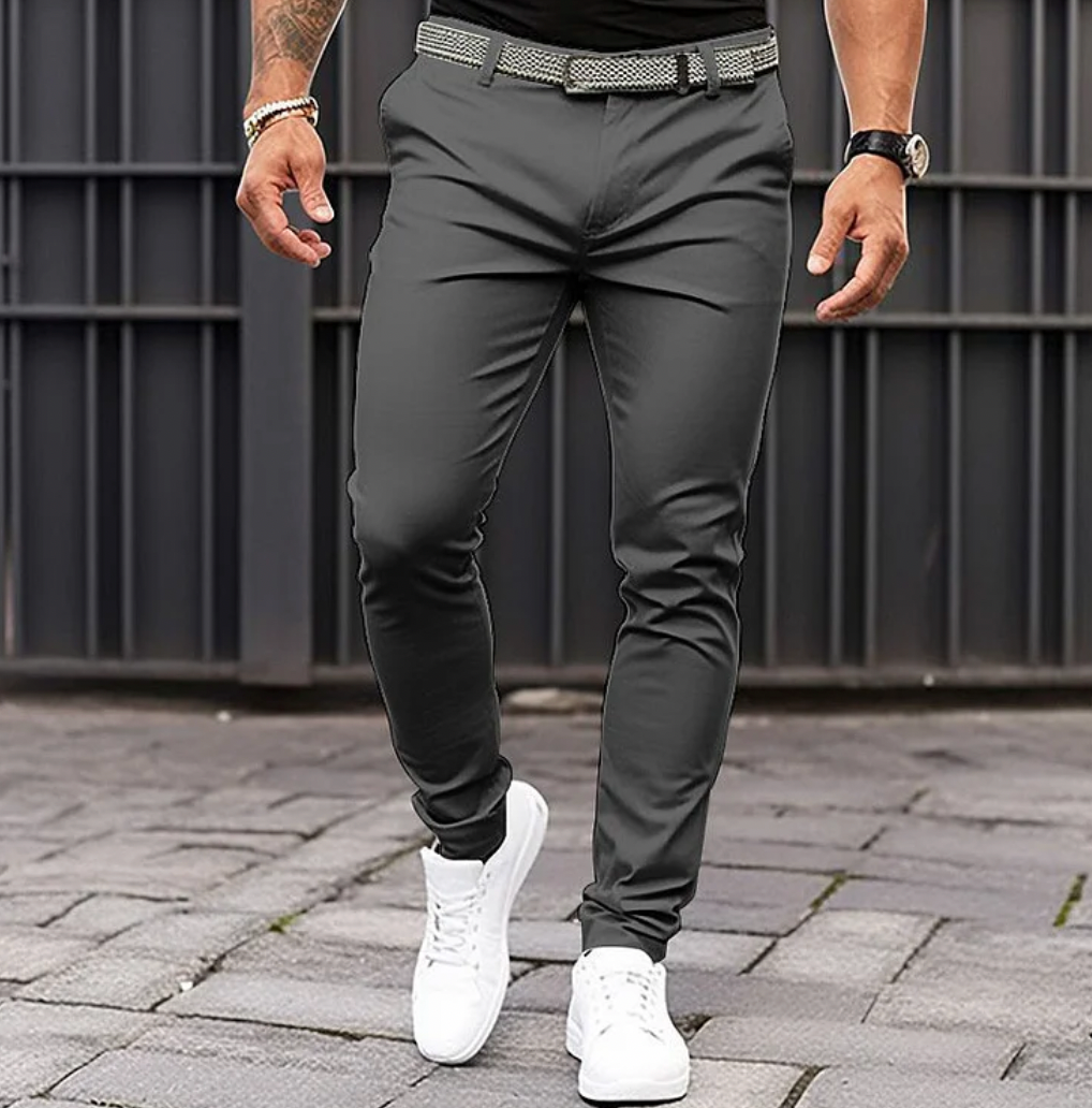 Alessio Men's Elegant Casual Stretch Pants | Soft Jersey Regular Fit Trousers for Men | Smart Casual Everyday Comfort Wear