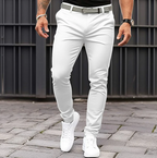 Alessio Men's Elegant Casual Stretch Pants | Soft Jersey Regular Fit Trousers for Men | Smart Casual Everyday Comfort Wear