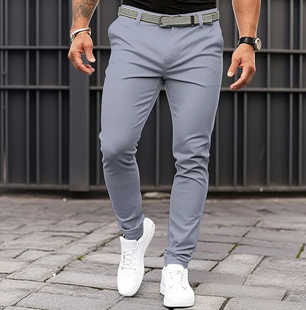 Alessio Men's Elegant Casual Stretch Pants | Soft Jersey Regular Fit Trousers for Men | Smart Casual Everyday Comfort Wear