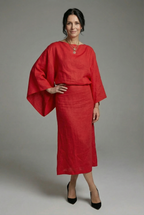 Women's Kimono Midi Dress Relaxed Fit with Tie Waist & Flowing Sleeves