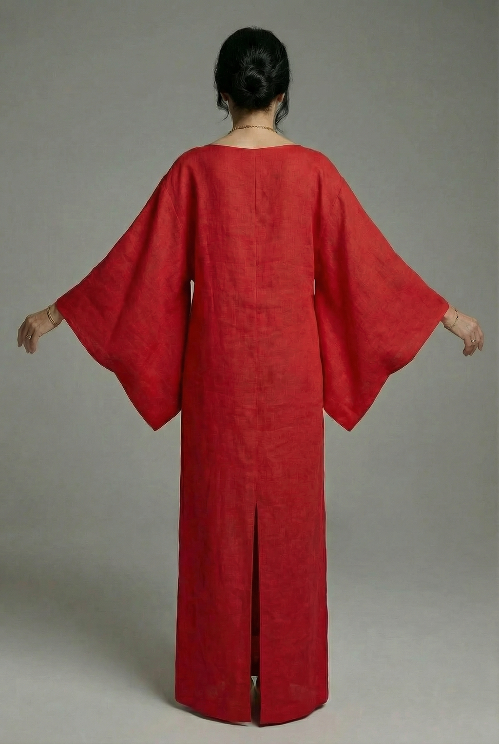 Women's Kimono Midi Dress Relaxed Fit with Tie Waist & Flowing Sleeves