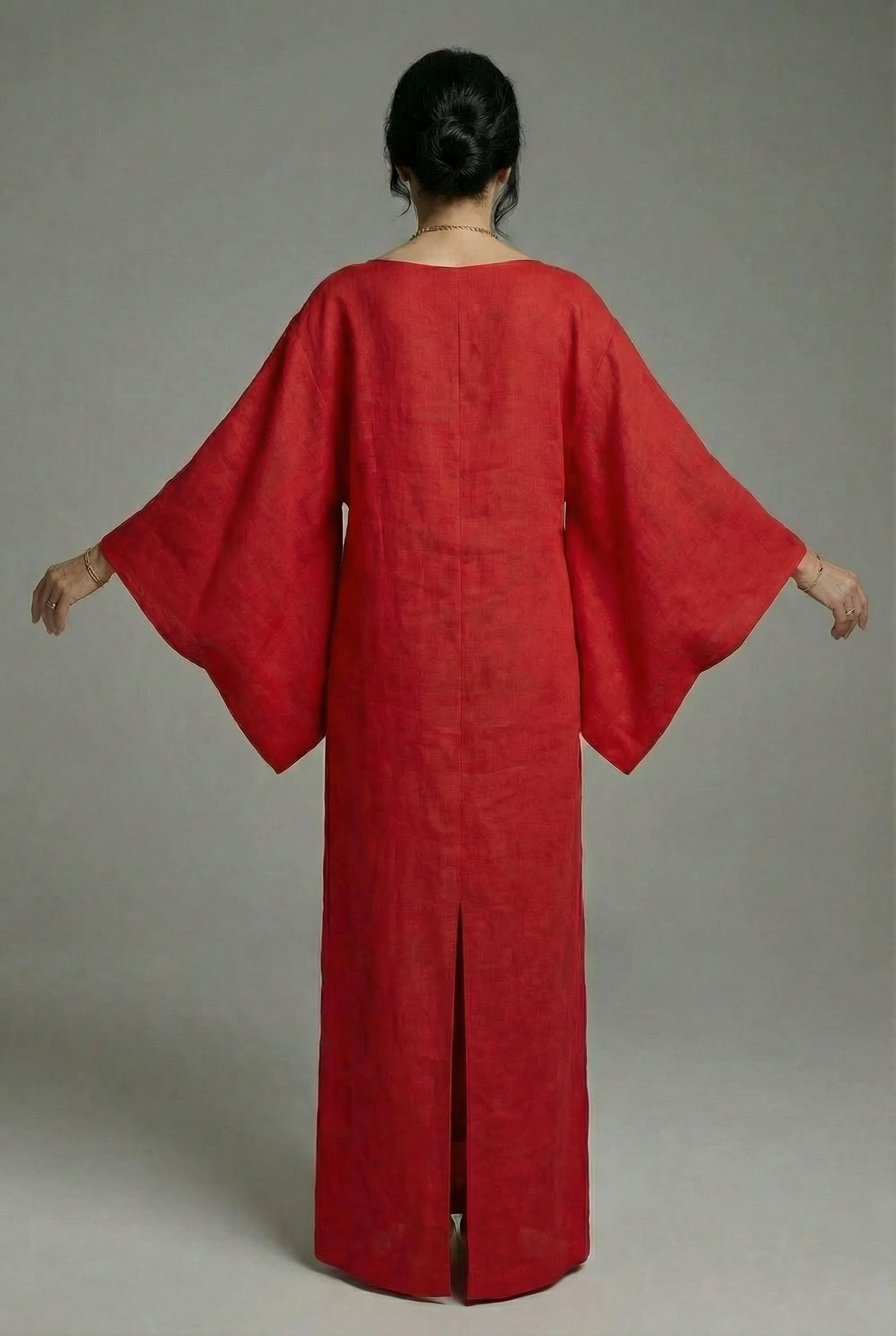 Women's Kimono Midi Dress Relaxed Fit with Tie Waist & Flowing Sleeves