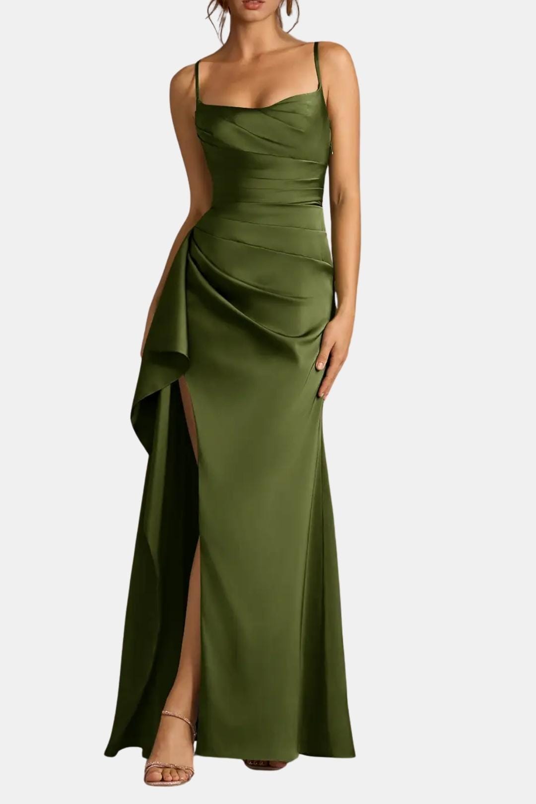 Kennedi Women's Satin Maxi Dress | Draped Slip Occasion Dress | Wedding Guest & Evening Wear