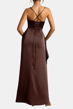 Kennedi Women's Satin Maxi Dress | Draped Slip Occasion Dress | Wedding Guest & Evening Wear