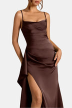 Kennedi Women's Satin Maxi Dress | Draped Slip Occasion Dress | Wedding Guest & Evening Wear