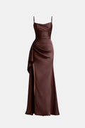 Kennedi Women's Satin Maxi Dress | Draped Slip Occasion Dress | Wedding Guest & Evening Wear