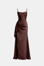 Kennedi Women's Satin Maxi Dress | Draped Slip Occasion Dress | Wedding Guest & Evening Wear