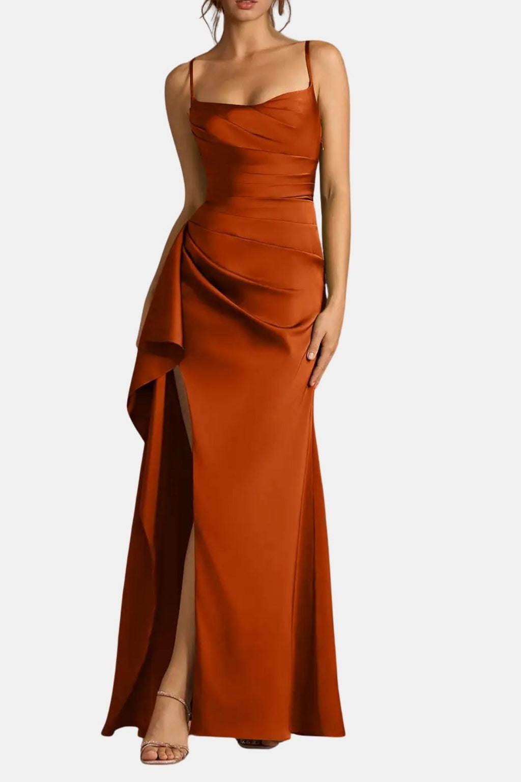 Kennedi Women's Satin Maxi Dress | Draped Slip Occasion Dress | Wedding Guest & Evening Wear