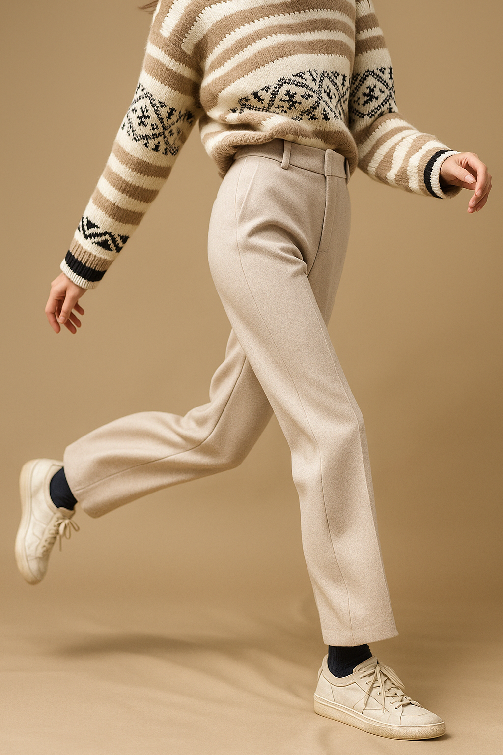 Colette Men's Herringbone Wool Trousers | Classic Regular Fit Casual Cord Pants for Men