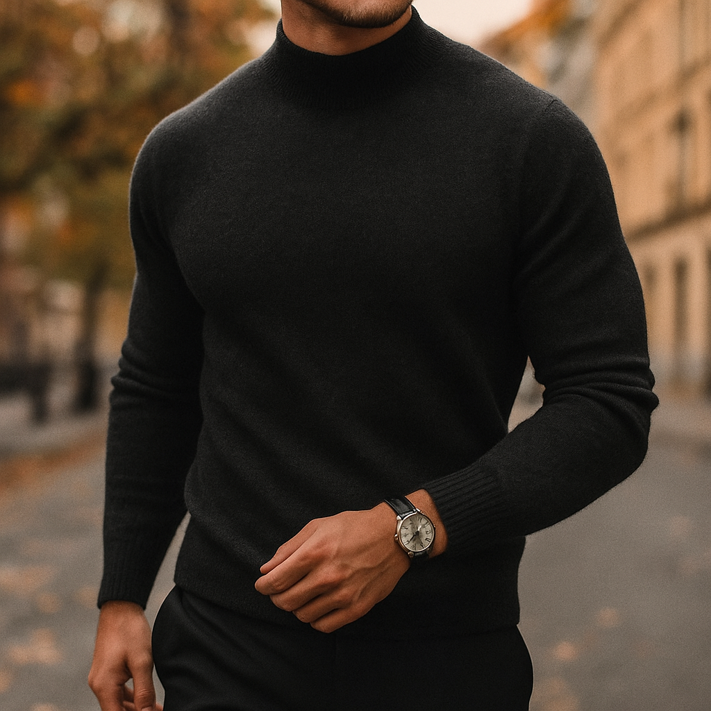 Leriano Men's Merino Wool Turtleneck | Luxury Soft Knit Roll Neck Sweater for Men | Smart Casual Winter Knitwear