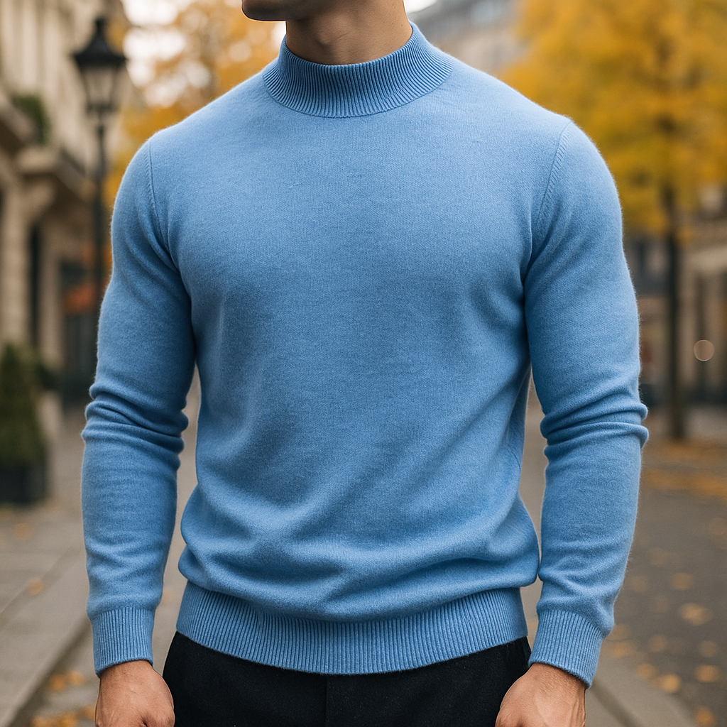 Leriano Men's Merino Wool Turtleneck | Luxury Soft Knit Roll Neck Sweater for Men | Smart Casual Winter Knitwear