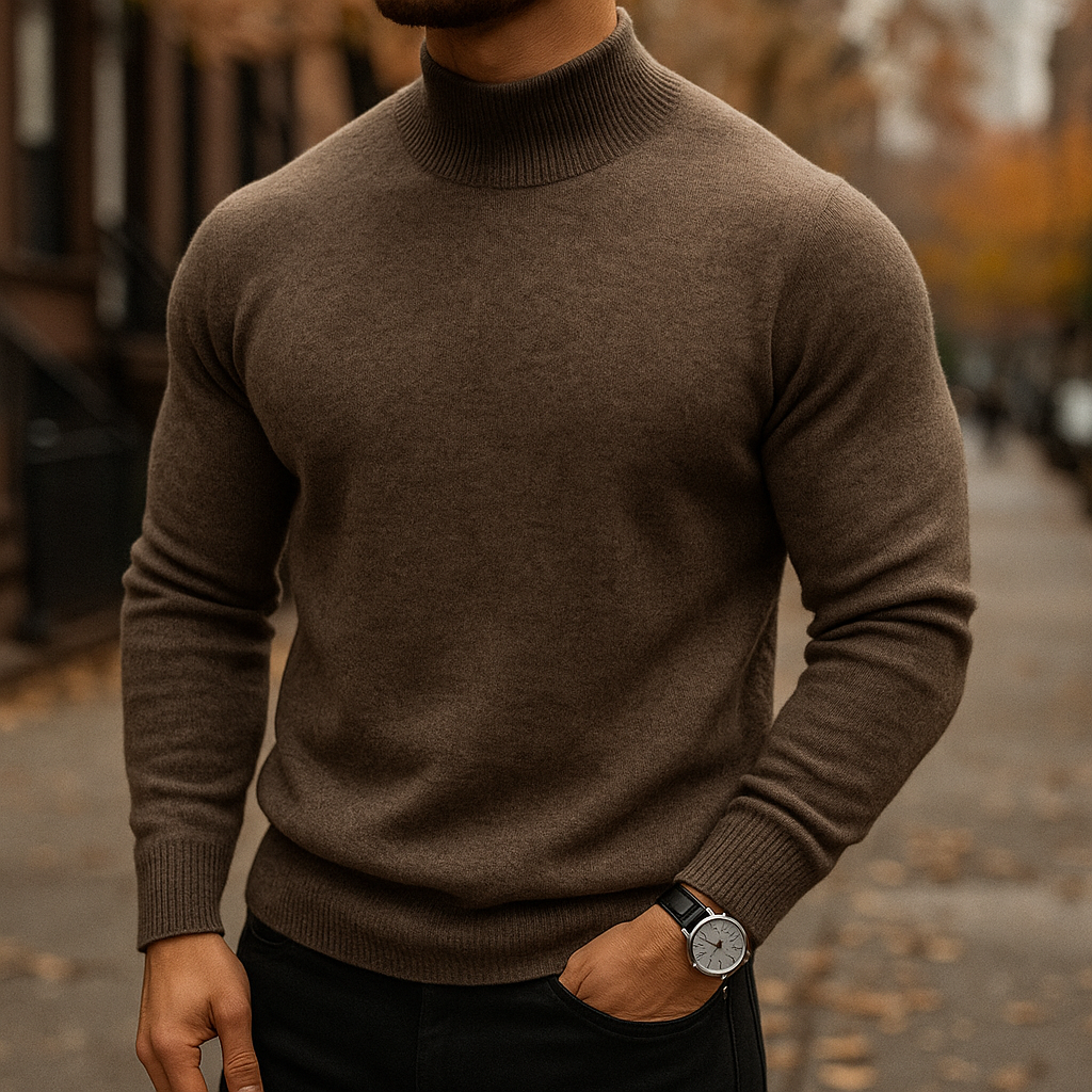Leriano Men's Merino Wool Turtleneck | Luxury Soft Knit Roll Neck Sweater for Men | Smart Casual Winter Knitwear