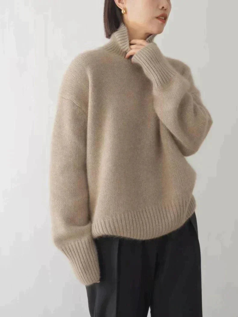 Celestine Women's Cashmere Oversized Turtleneck Sweater | Soft Luxury Slouchy Roll Neck Jumper