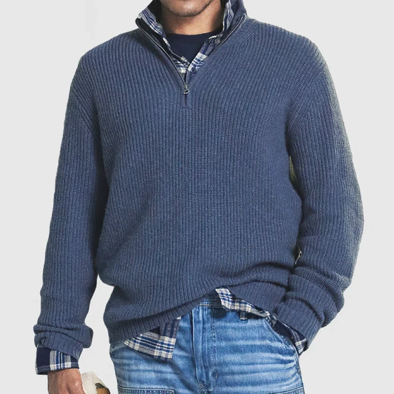 Loren Men's Luxury Cashmere Blend Half-Zip Sweater | Soft Premium Quarter Zip Jumper for Men | Smart Casual Everyday Knitwear