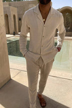 Antoine Men's Linen Cotton Summer Co-Ord Set | Shirt & Trousers Two-Piece for Men