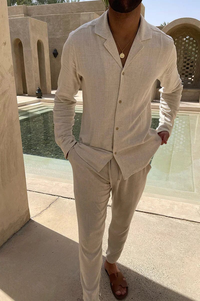 Antoine Men's Linen Cotton Summer Co-Ord Set | Shirt & Trousers Two-Piece for Men