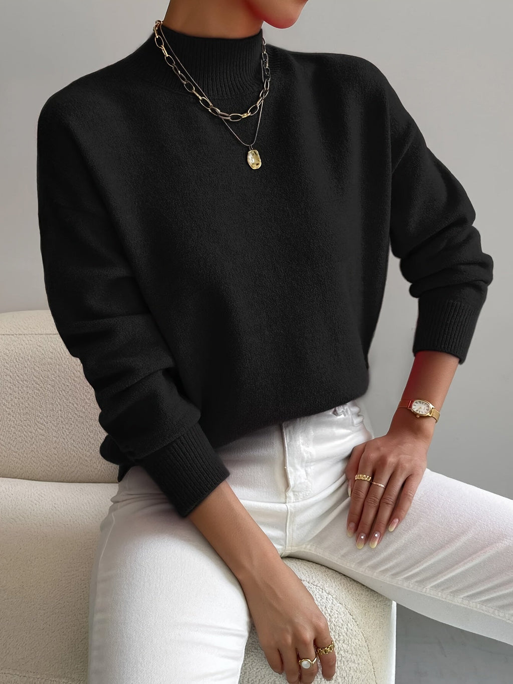 Marga Women's Elegant Cashmere Blend Turtleneck Sweater | Soft Luxury Roll Neck Jumper for Women