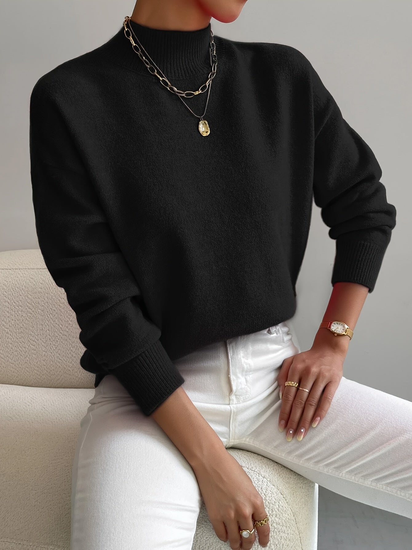 Marga Women's Elegant Cashmere Blend Turtleneck Sweater | Soft Luxury Roll Neck Jumper for Women