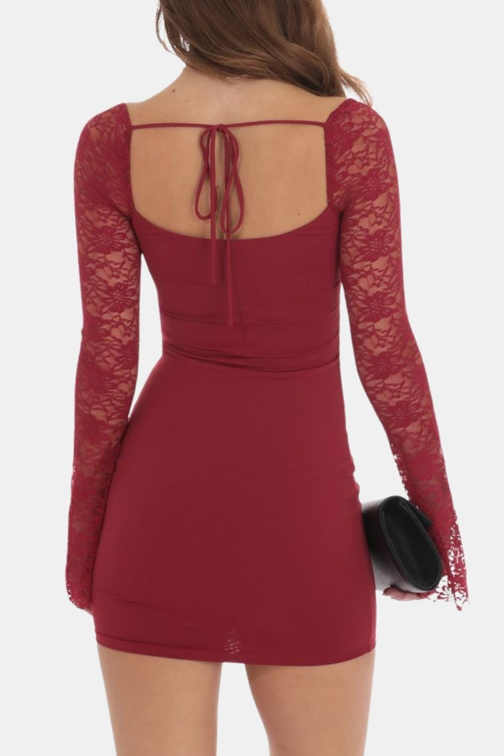 Maribel Women's Lace Sleeve Mini Dress | Square Neck Going Out Party Dress | Occasion & Evening Wear
