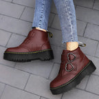 Valentijn Women's Block Heel Ankle Boots with Heart Buckle | Leather Heart Ankle Boots for Women