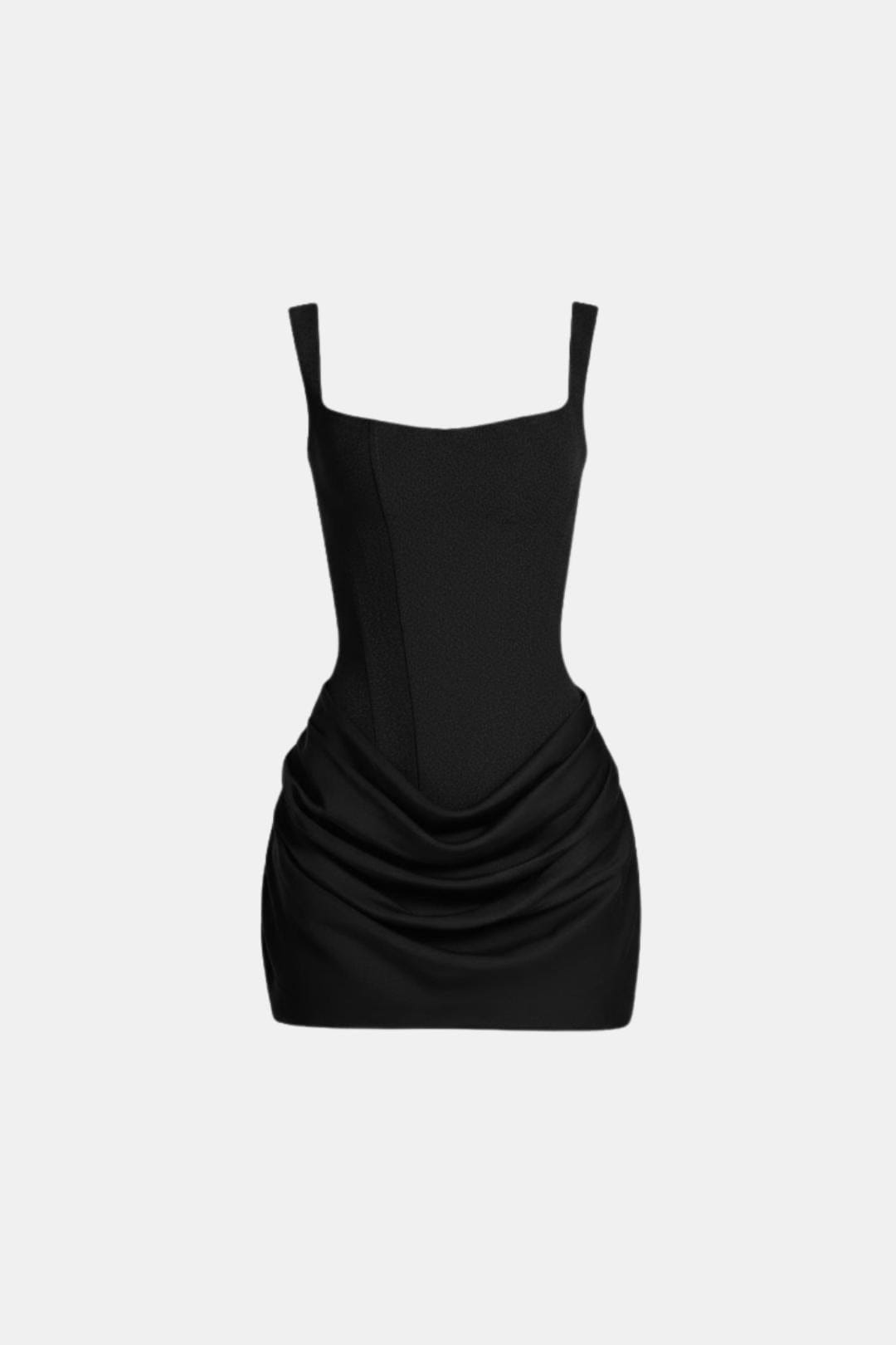 Melyna Women's Corset Square Neck Mini Dress | Ruched Satin Going Out Party Dress | Evening & Casual
