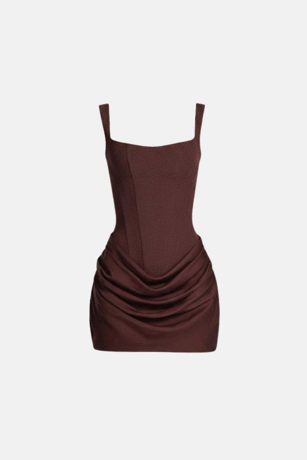 Melyna Women's Corset Square Neck Mini Dress | Ruched Satin Going Out Party Dress | Evening & Casual