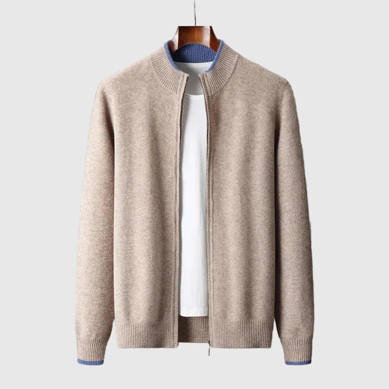 Men's Cashmere Blend Zip Sweater | Luxury Half-Zip Jumper for Men | Smart Casual Knitwear