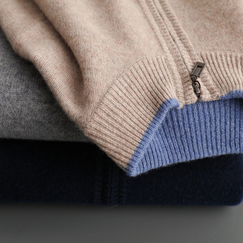 Men's Cashmere Blend Zip Sweater | Luxury Half-Zip Jumper for Men | Smart Casual Knitwear