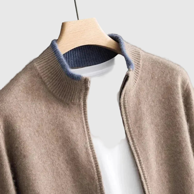 Men's Cashmere Blend Zip Sweater | Luxury Half-Zip Jumper for Men | Smart Casual Knitwear