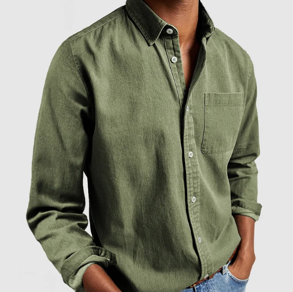 Men's Casual Denim Shirt | Button-Down Long Sleeve Jean Shirt for Men | Everyday Streetwear & Smart Casual