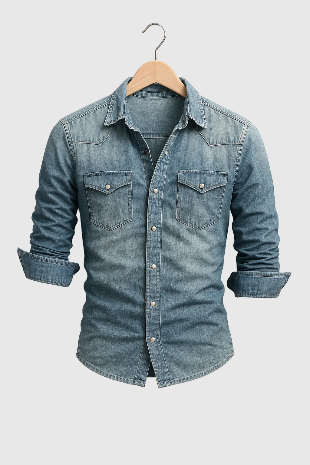 Men's Washed Denim Shirt | Slim Fit Button-Down Jean Shirt for Men | Casual Streetwear & Smart Casual