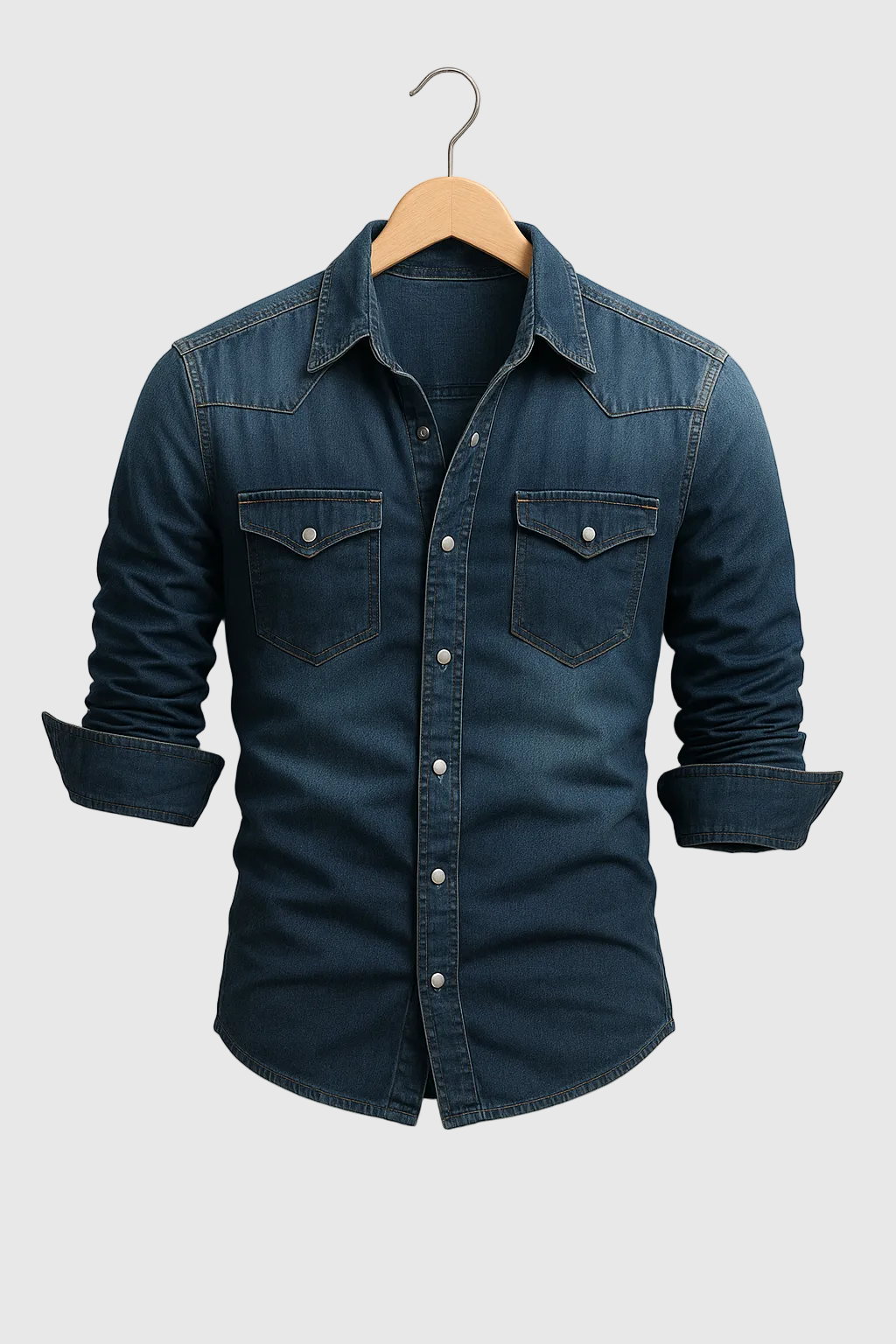 Men's Washed Denim Shirt | Slim Fit Button-Down Jean Shirt for Men | Casual Streetwear & Smart Casual