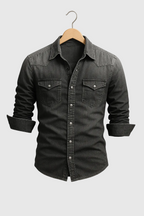 Men's Washed Denim Shirt | Slim Fit Button-Down Jean Shirt for Men | Casual Streetwear & Smart Casual