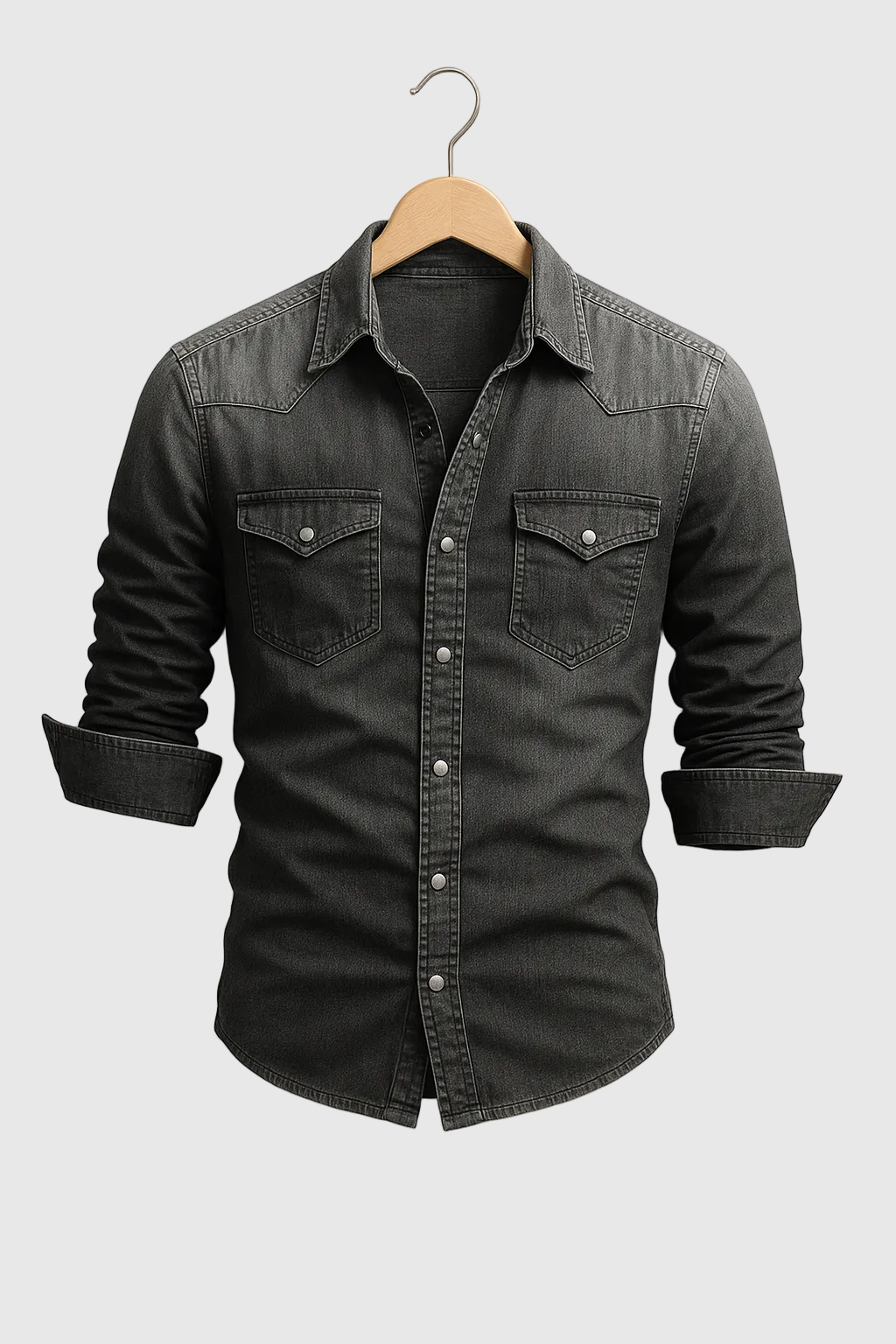 Men's Washed Denim Shirt | Slim Fit Button-Down Jean Shirt for Men | Casual Streetwear & Smart Casual