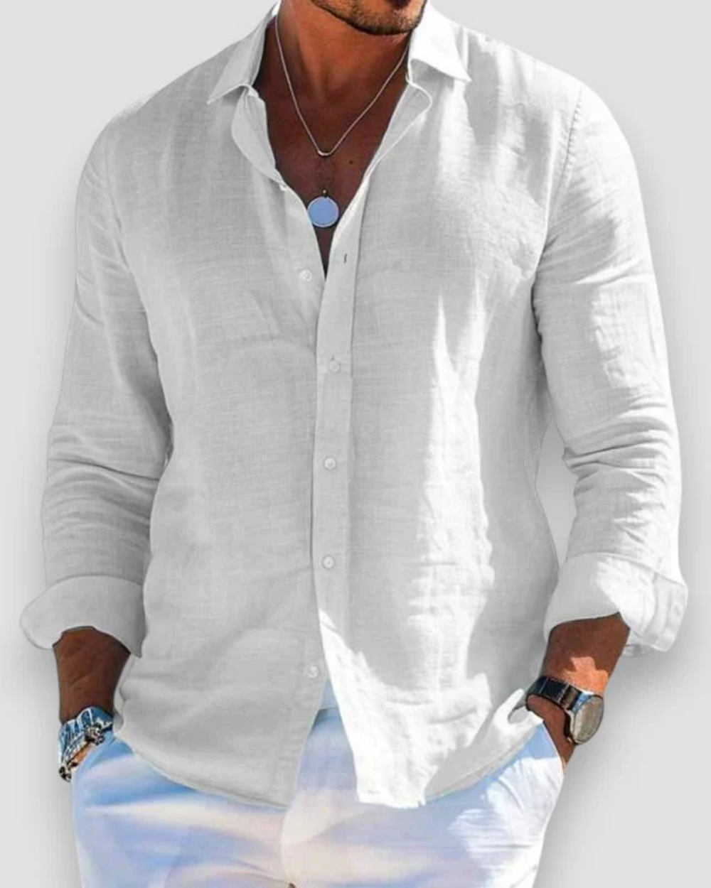 Men's Linen Casual Shirt | Lightweight Breathable Button Down Linen Shirt for Men | Summer Holiday