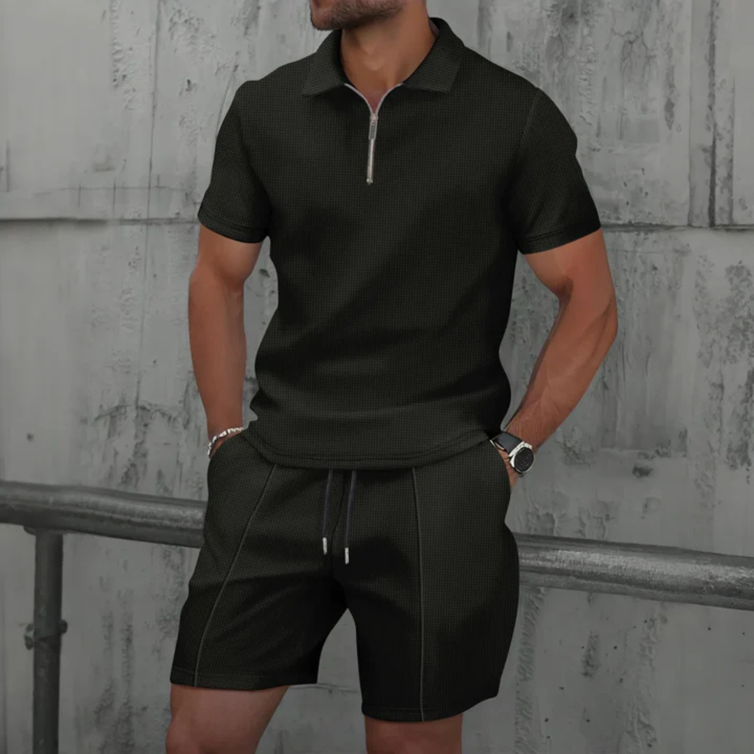 Riviera Men's Summer Polo & Shorts Co-Ord Set | Cotton Casual Two-Piece Set for Men
